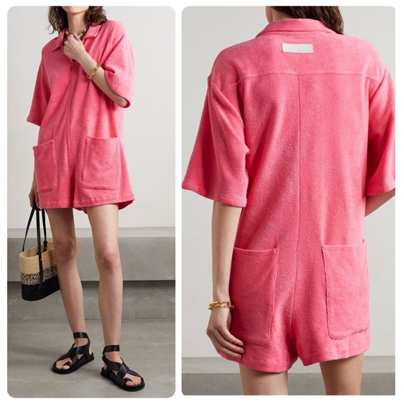 RIVET UTILITY Pink Stunner Cotton Terry Cloth Playsuit Romper - Picture 1 of 1